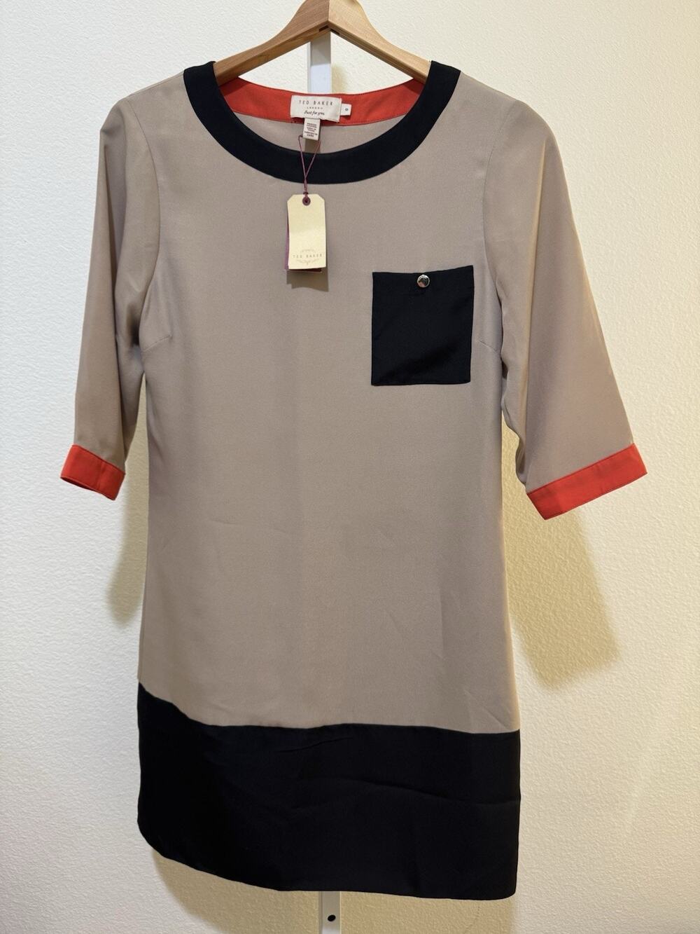 TED BAKER LONDON FONTY Colorblock Tunic Dress Sz 1 / US 2 NEW